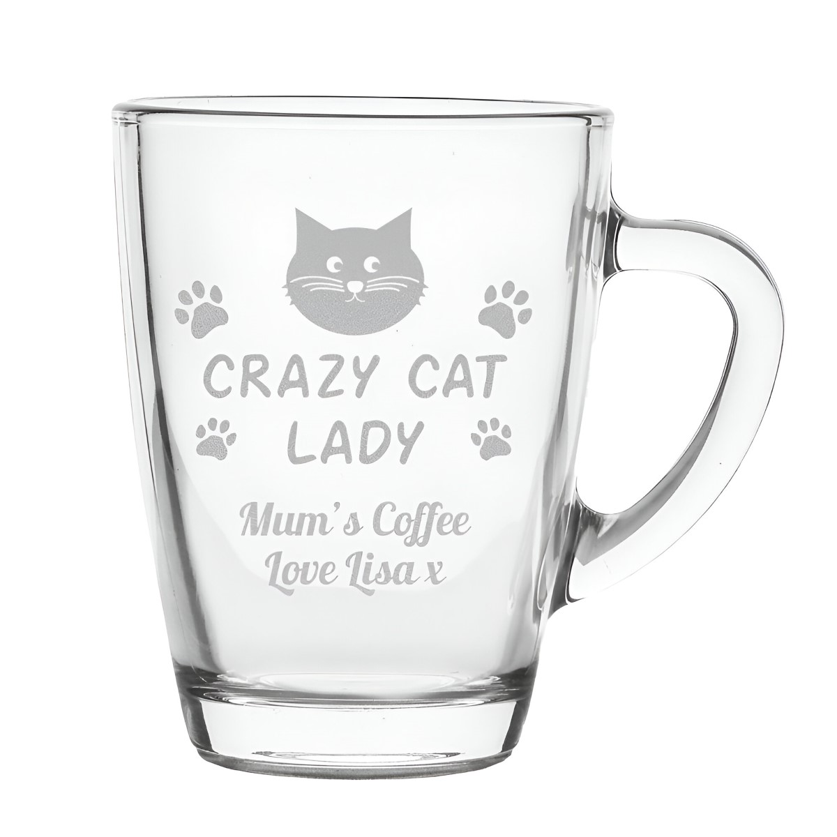 Crazy Cat Lady Personalised Glass Mug - Click Image to Close