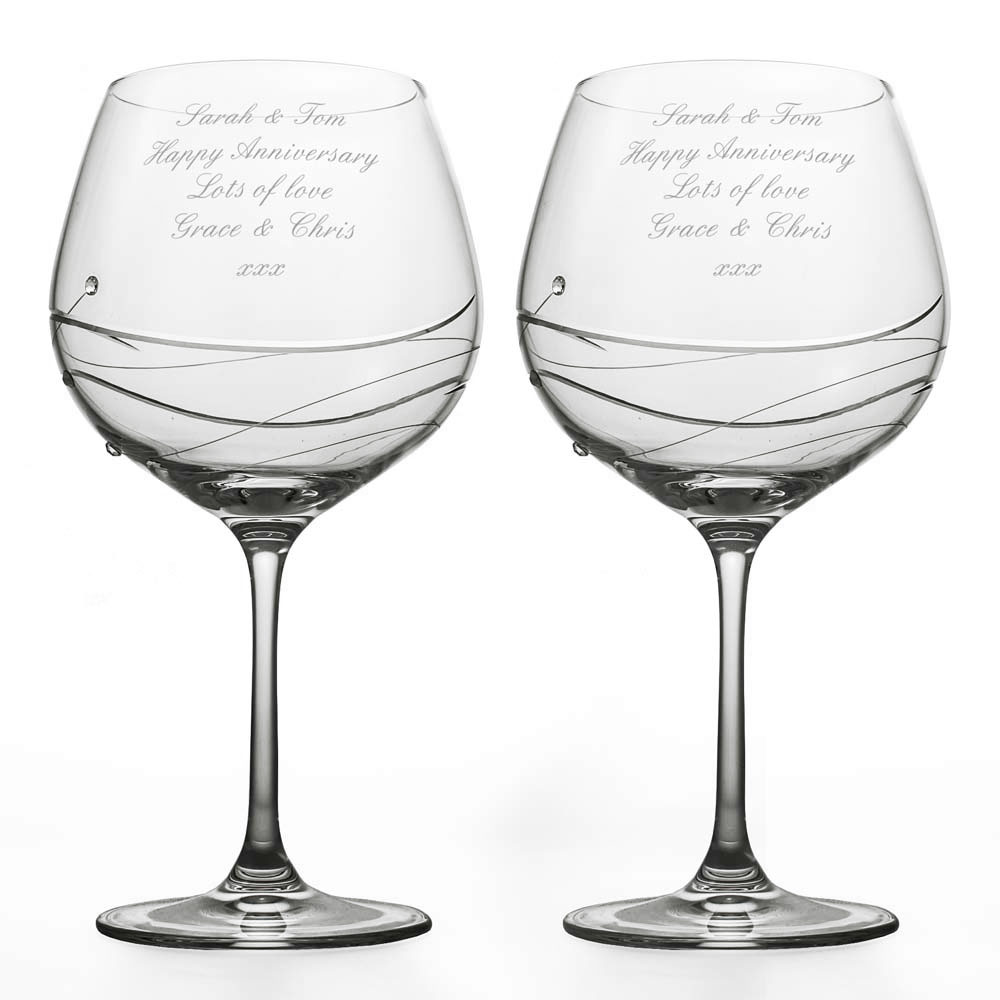 Personalised Gin Glass Set With Swarovski Elements - Click Image to Close