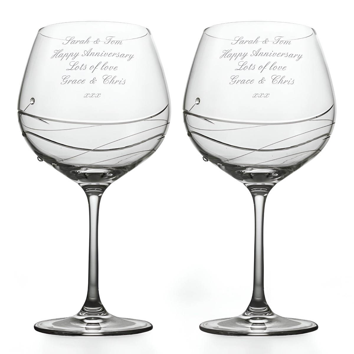 Personalised Gin Glass Set With Swarovski Elements - Click Image to Close