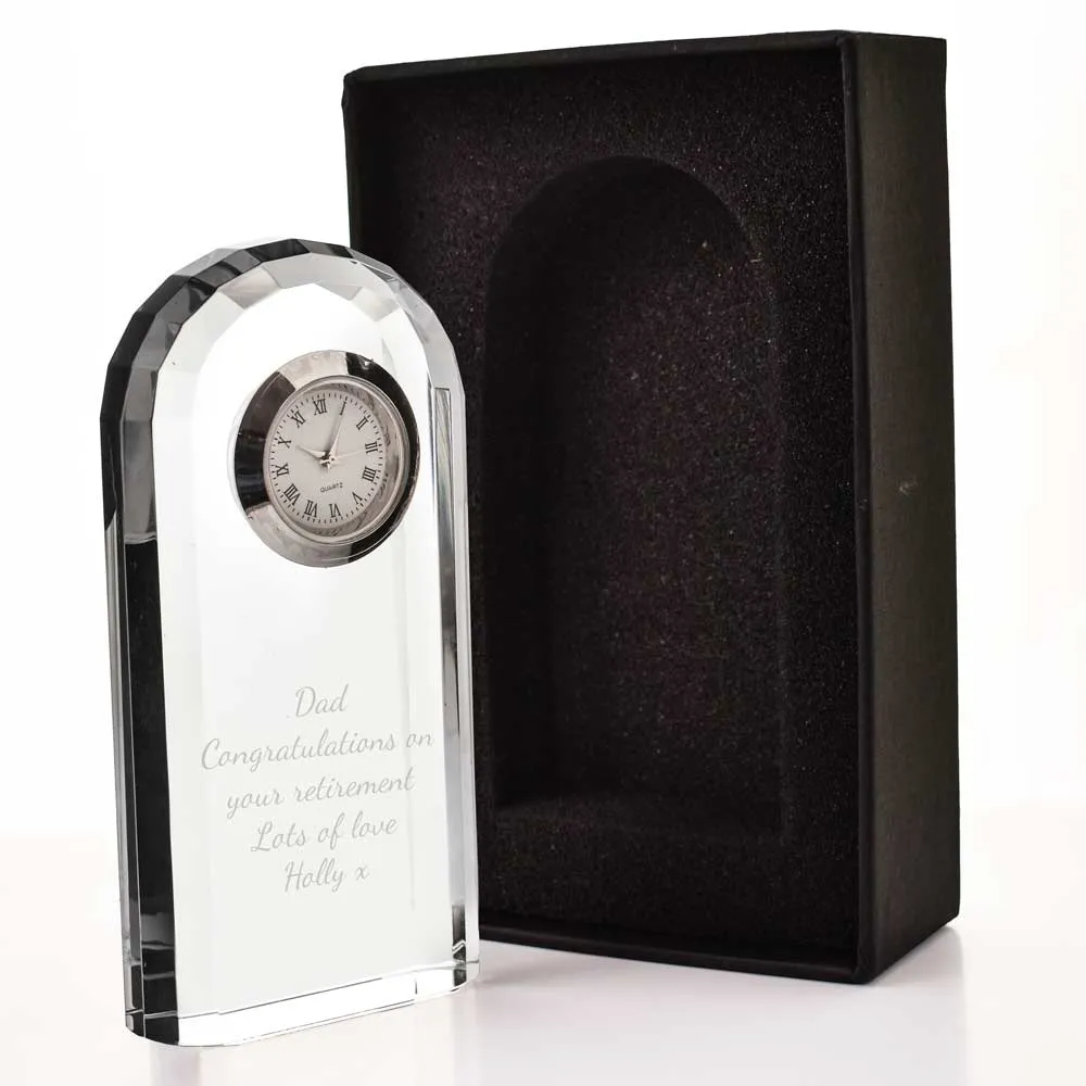 Retirement Gifts Personalised Crystal Clock - Click Image to Close