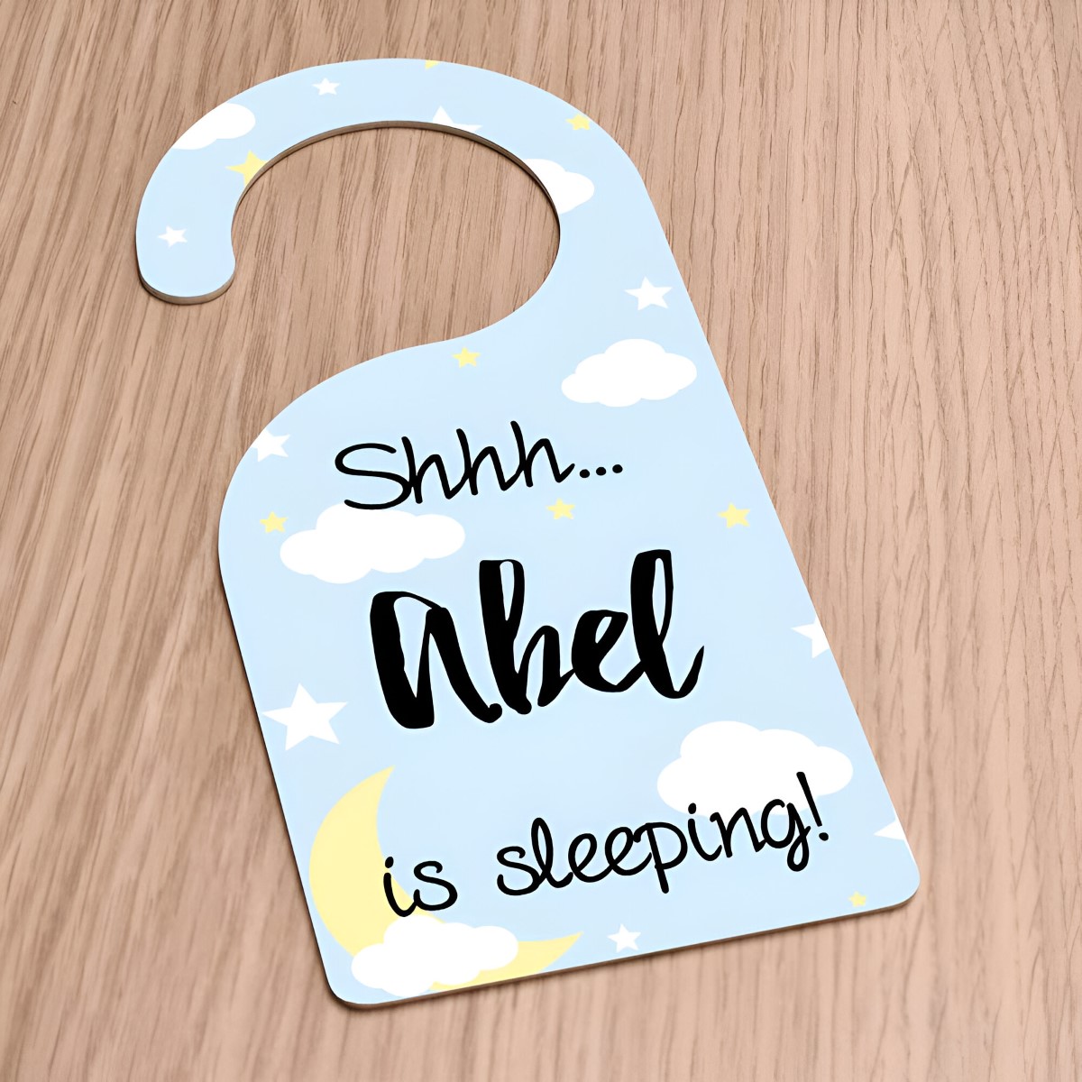 Personalised Blue Baby Is Sleeping Door Hanger - Click Image to Close