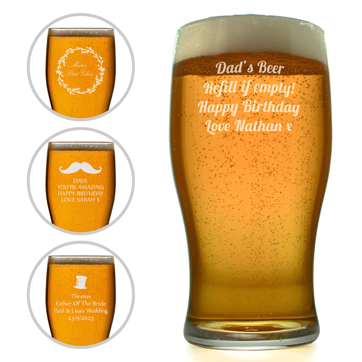 Engraved Tulip Pint Glass Choose Your Bespoke Design - Click Image to Close