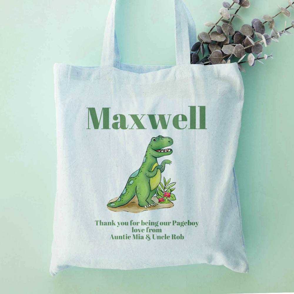 Personalised Children's Dinosaur Tote Bag