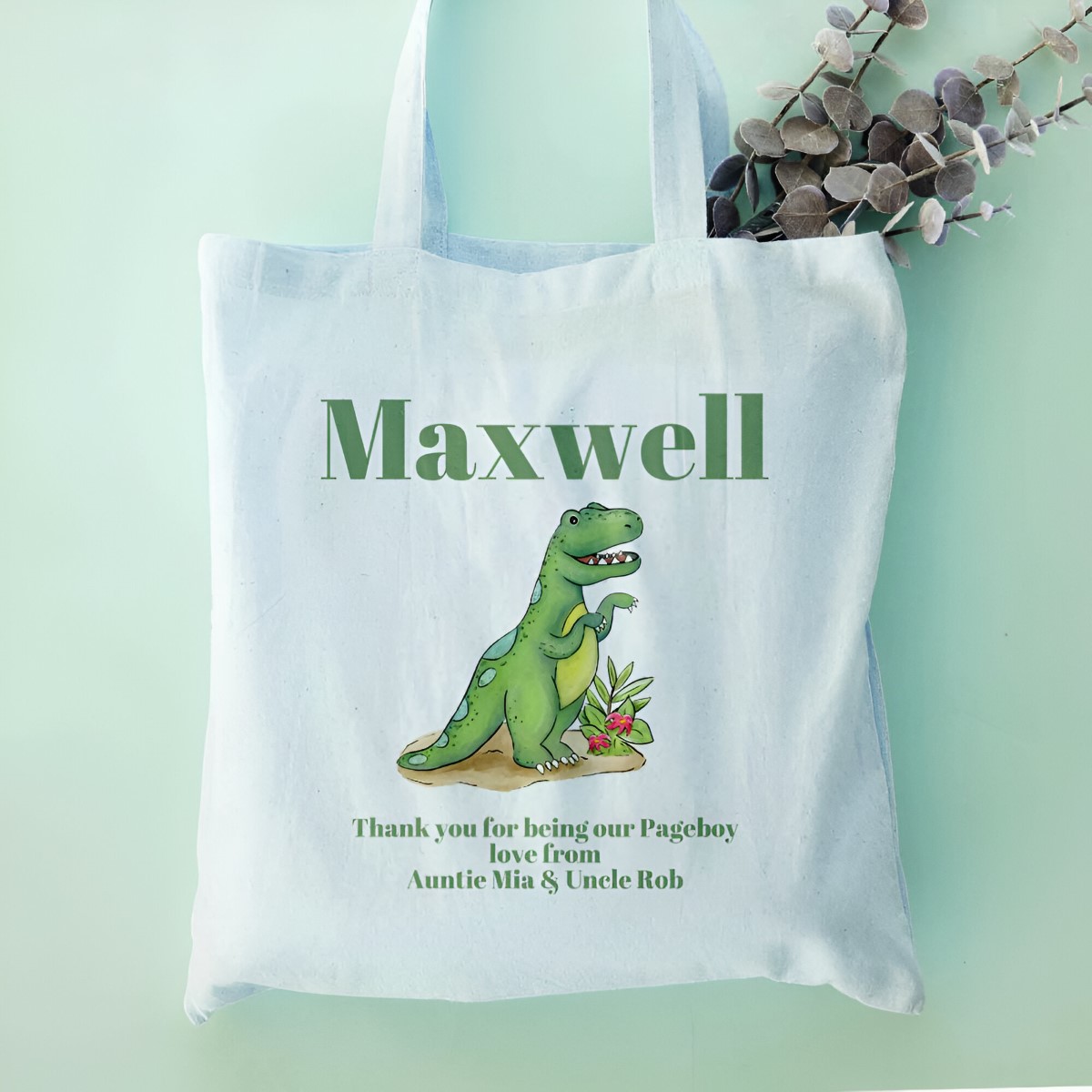 Personalised Children's Dinosaur Tote Bag - Click Image to Close