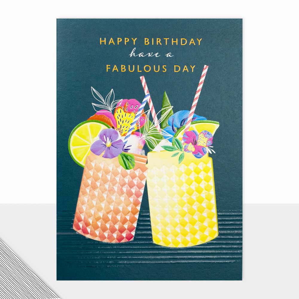 Happy Birthday Fabulous Drinks Greeting Card - Click Image to Close