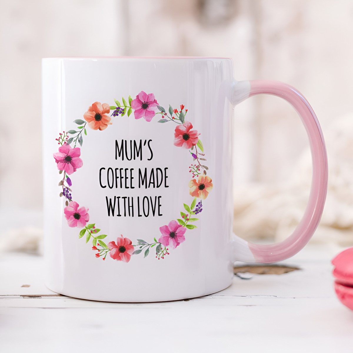 Personalised Floral Wreath Mug - Click Image to Close