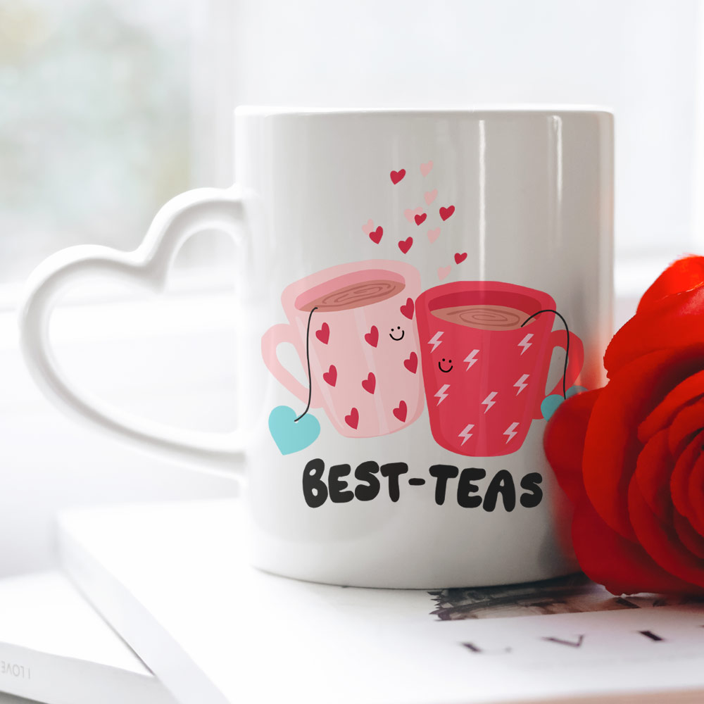 Personalised Photo Upload Best-Tea Heart Handled Mug - Click Image to Close