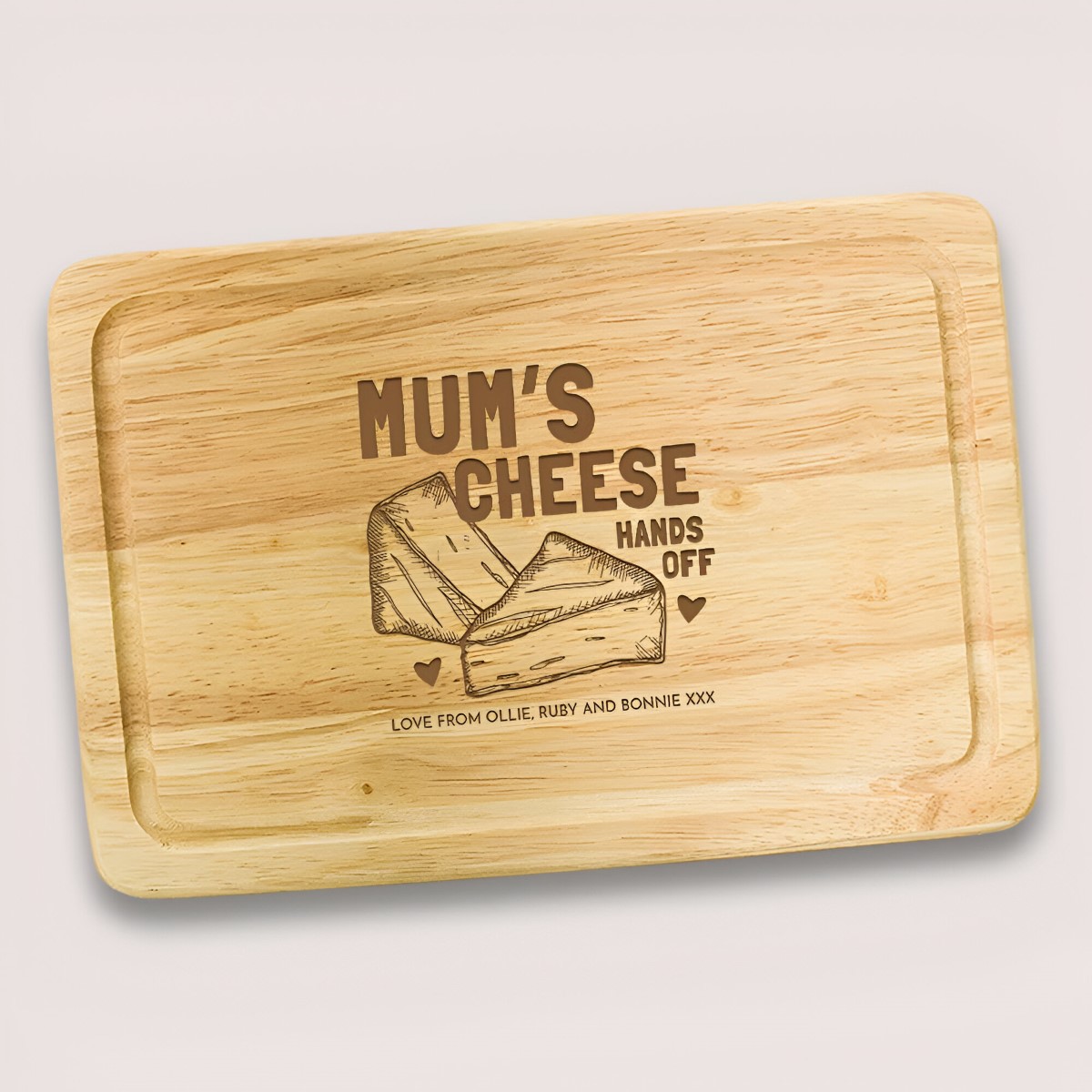 Personalised Mum's Cheese Board Hands Off - Click Image to Close