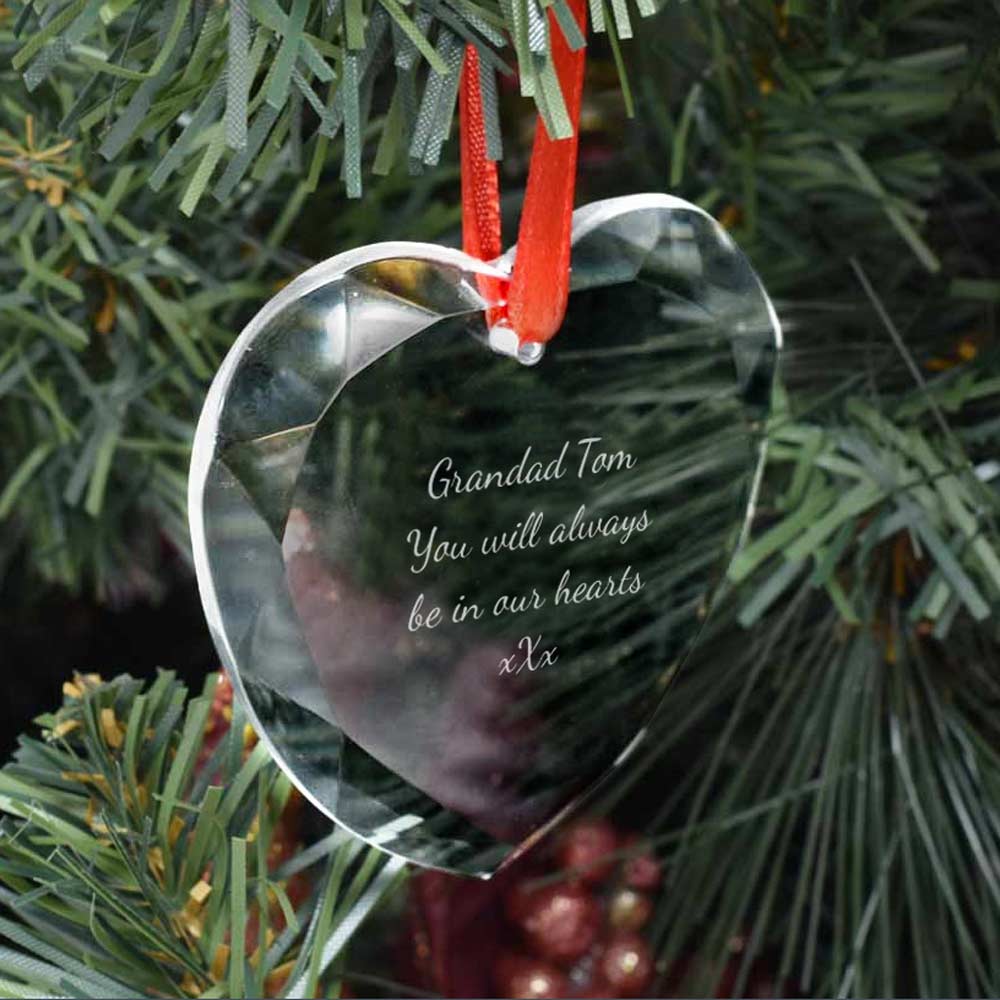 Personalised Heart Crystal Bauble Christmas Tree Decoration - Click Image to Close