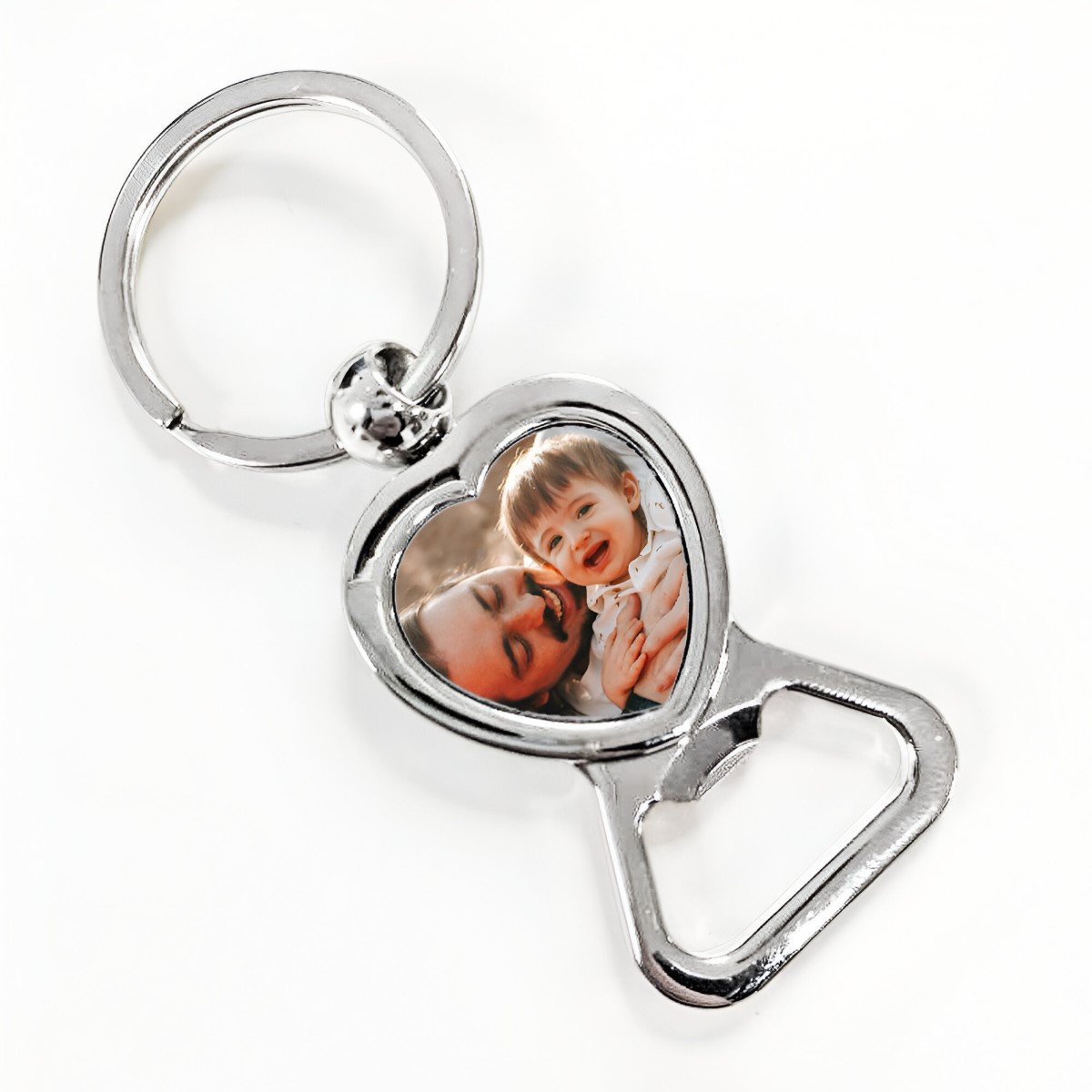 Personalised Photo Heart Bottle Opener Keyring - Click Image to Close