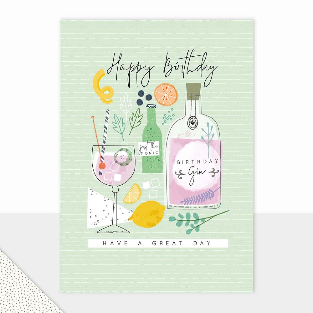 Happy Birthday Gin Drinks Greeting Card - Click Image to Close