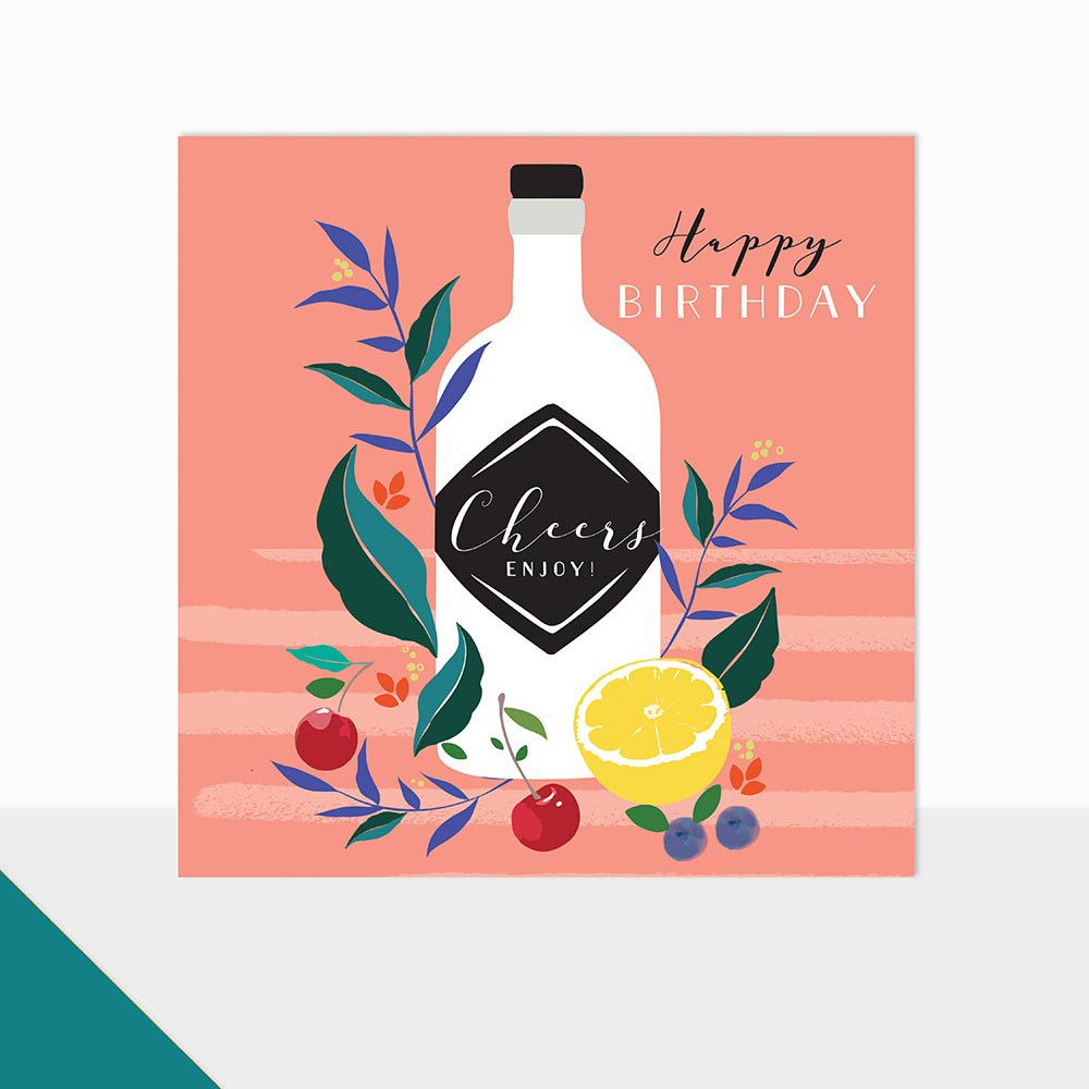 Happy Birthday Gin Bottle Greeting Card - Click Image to Close