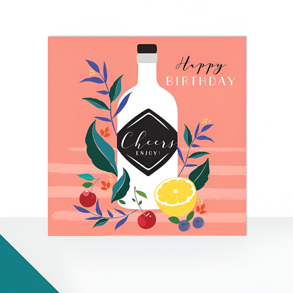 Happy Birthday Gin Bottle Greeting Card - Click Image to Close