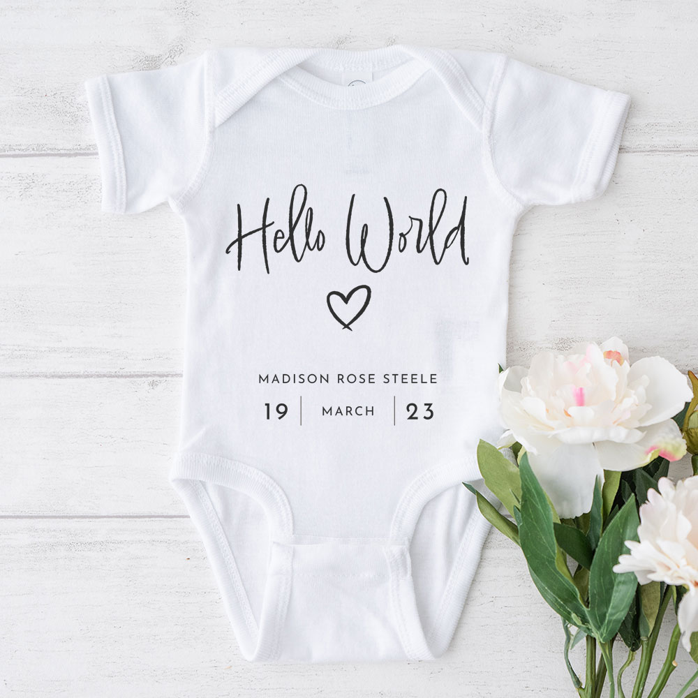 Personalised Hello World Baby Grow - Click Image to Close