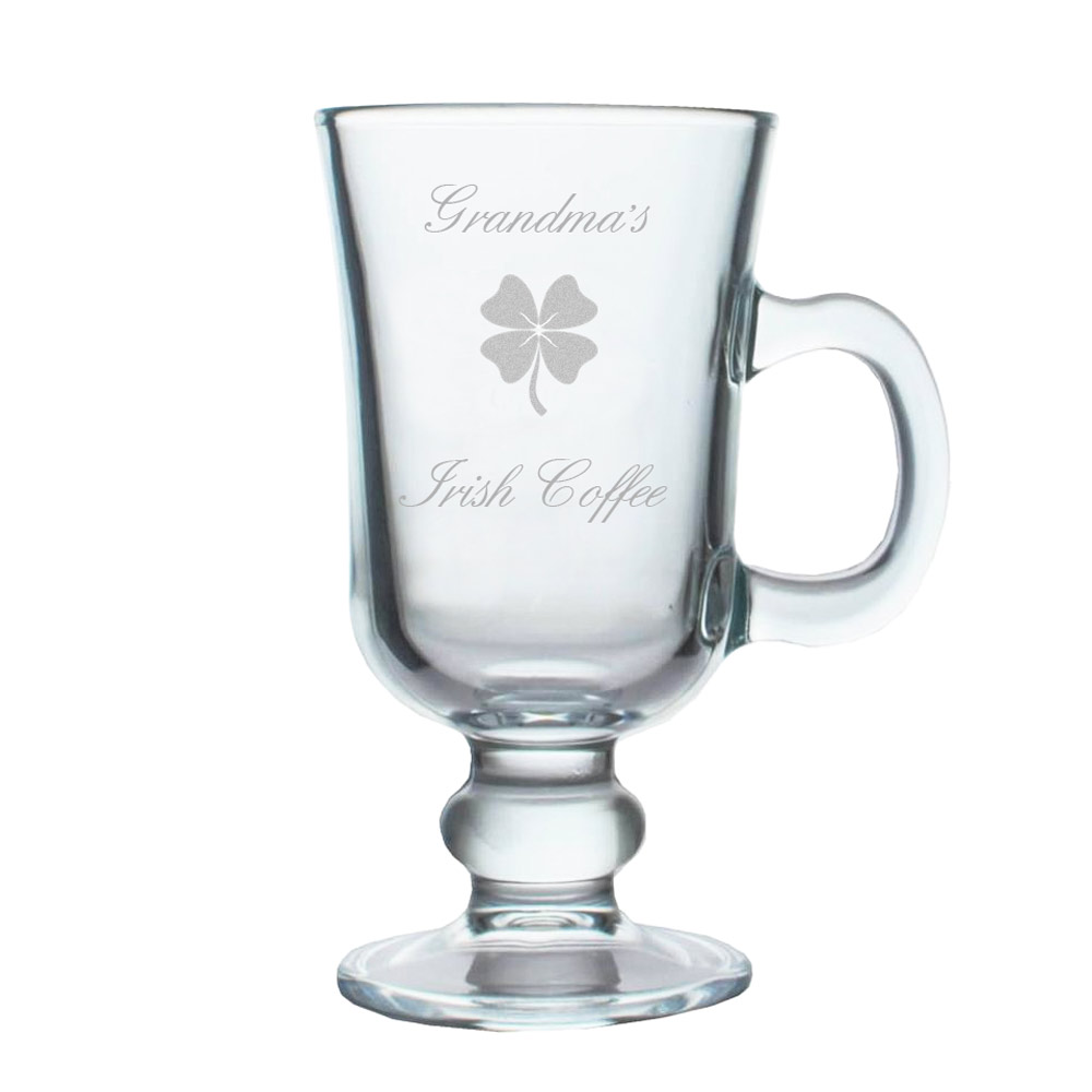 Personalised Irish Coffee Cup Clover Design - Click Image to Close