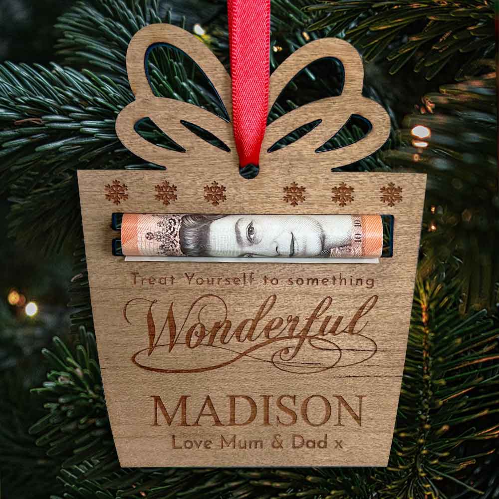 Personalised Money Holder Christmas Tree Decoration - Click Image to Close