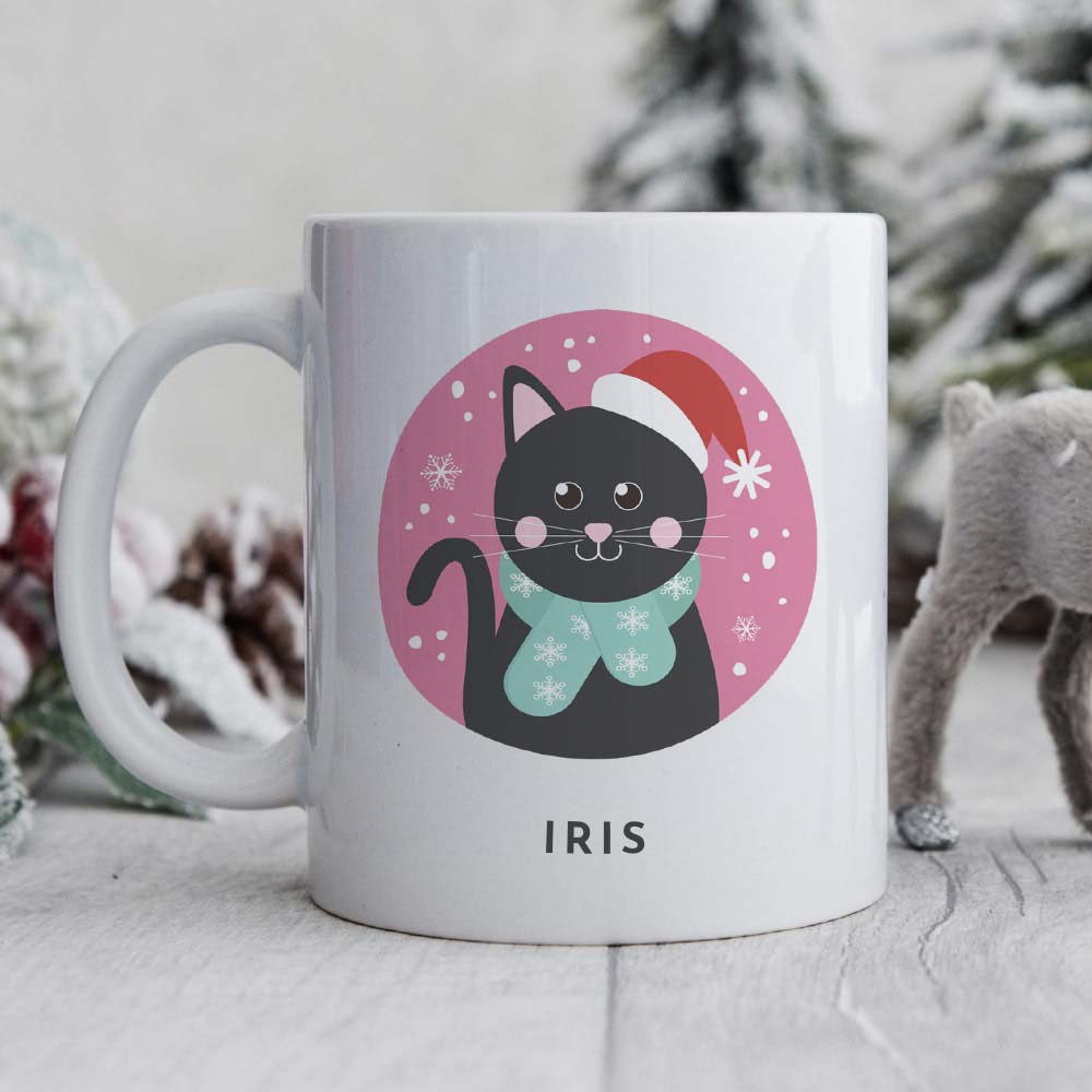 Personalised Black Cat Christmas Mug - Click Image to Close