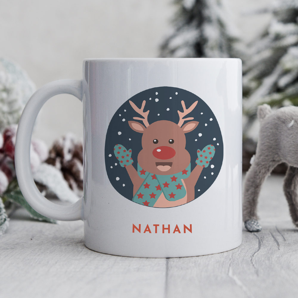Personalised Reindeer Christmas Mug - Click Image to Close