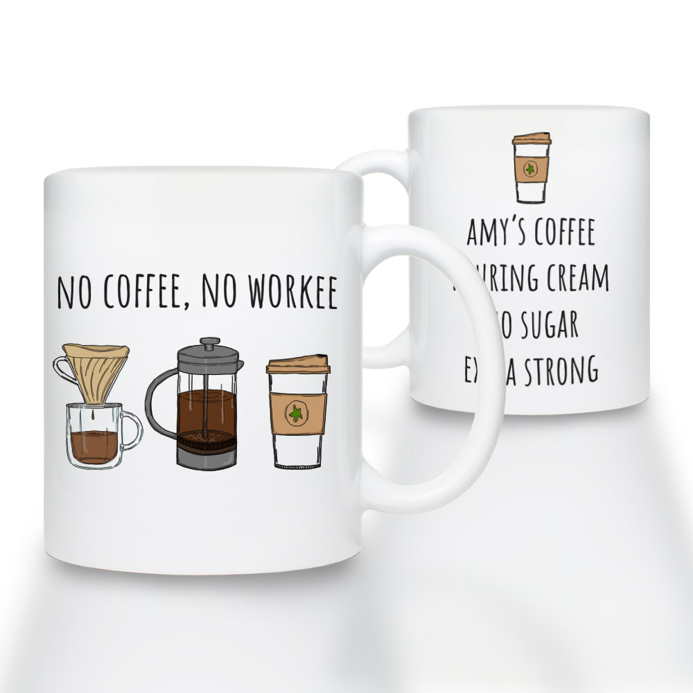 Personalised No Coffee No Workee Mug - Click Image to Close