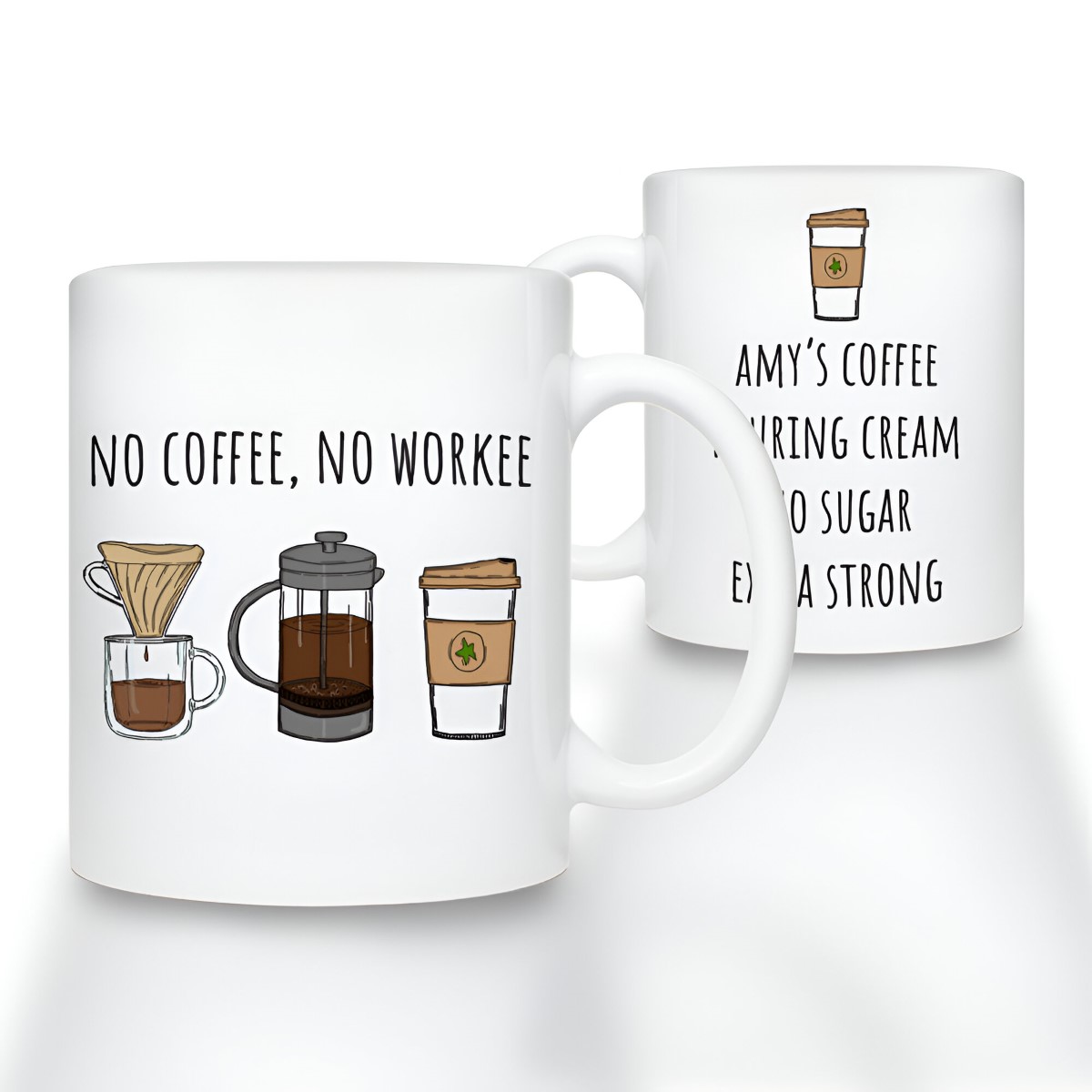 Personalised No Coffee No Workee Mug - Click Image to Close