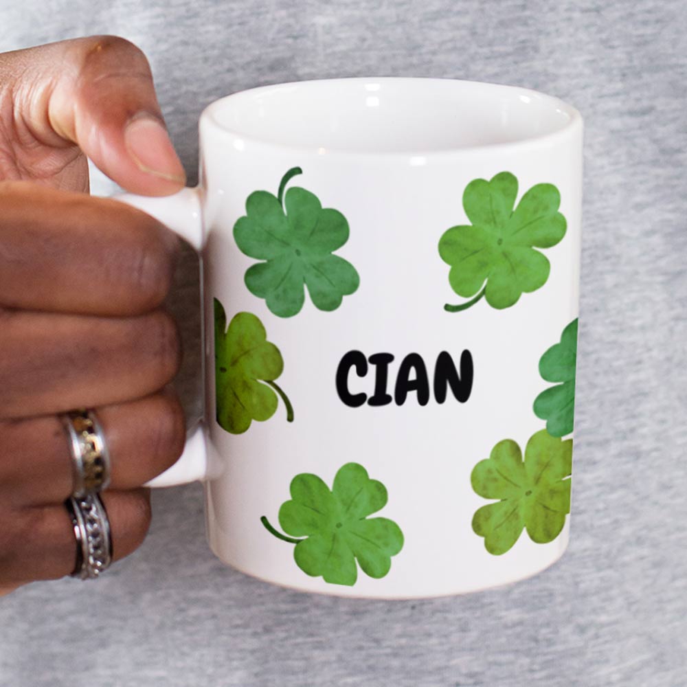 Personalised Lucky Four Leaf Clover Mug For St Patricks Day - Click Image to Close