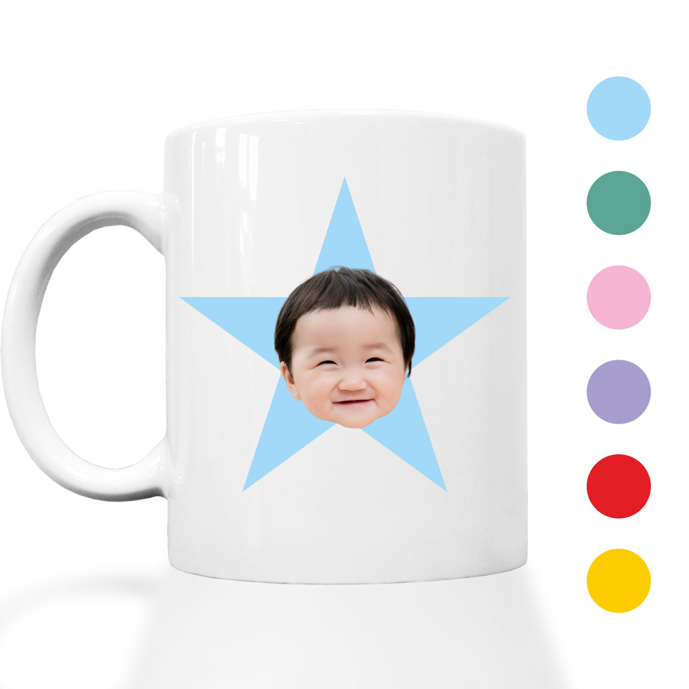 Personalised Face Star Mug Choose Colour - Click Image to Close
