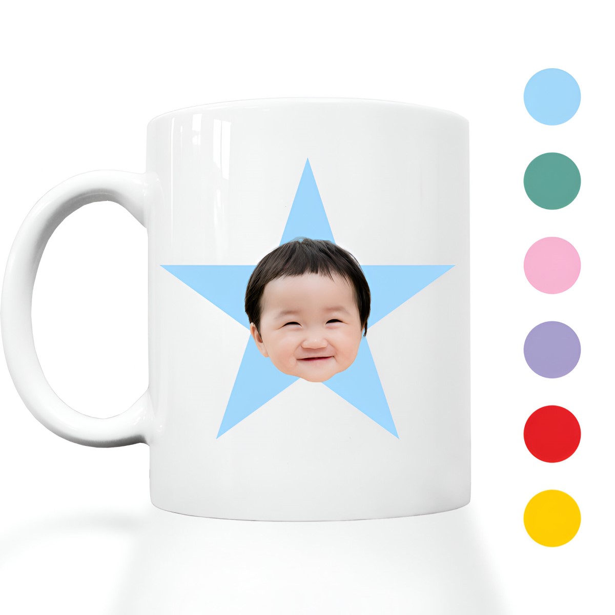 Personalised Face Star Mug Choose Colour - Click Image to Close