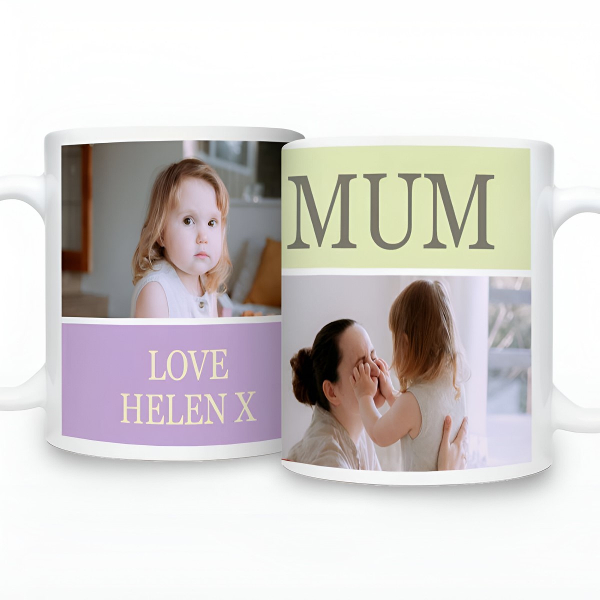 Personalised Mug - Two Photos With Messages - Click Image to Close