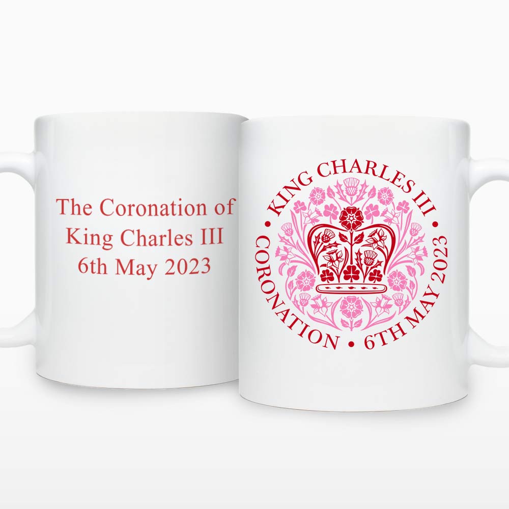 Personalised King Charles III Coronation Mug 2023 - Red Emblem - Click Image to Close