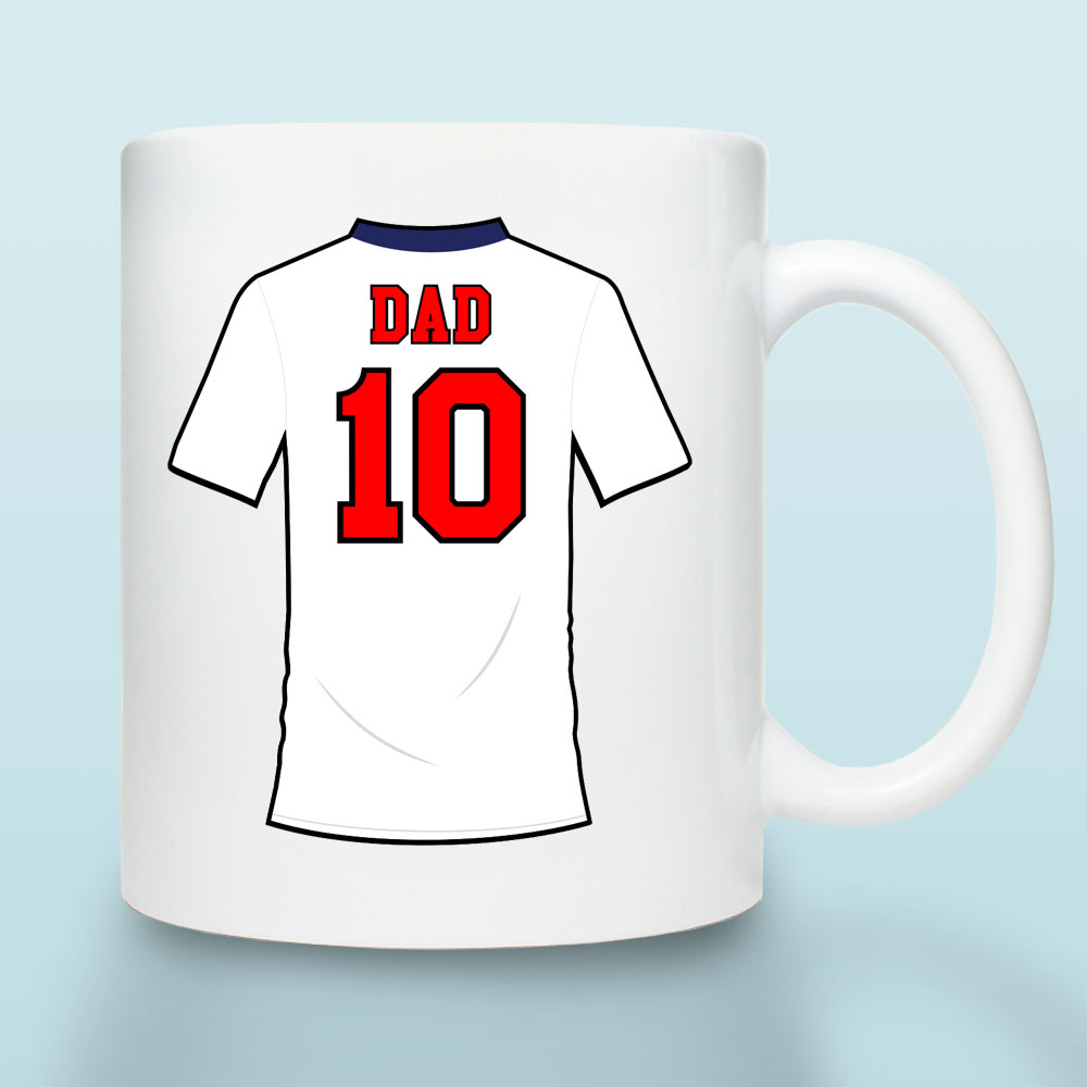Personalised Retro English Football Shirt Mug - Click Image to Close