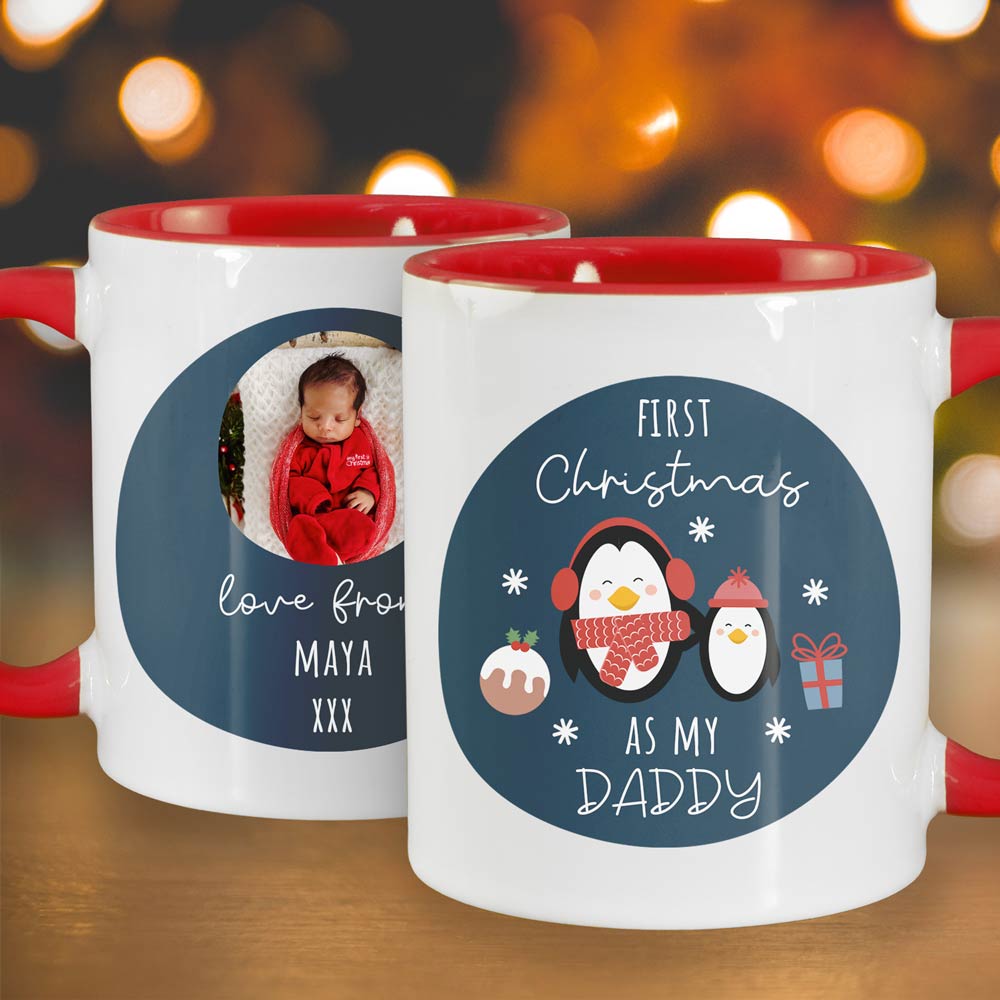 Personalised First Christmas As My Daddy Photo Mug - Click Image to Close
