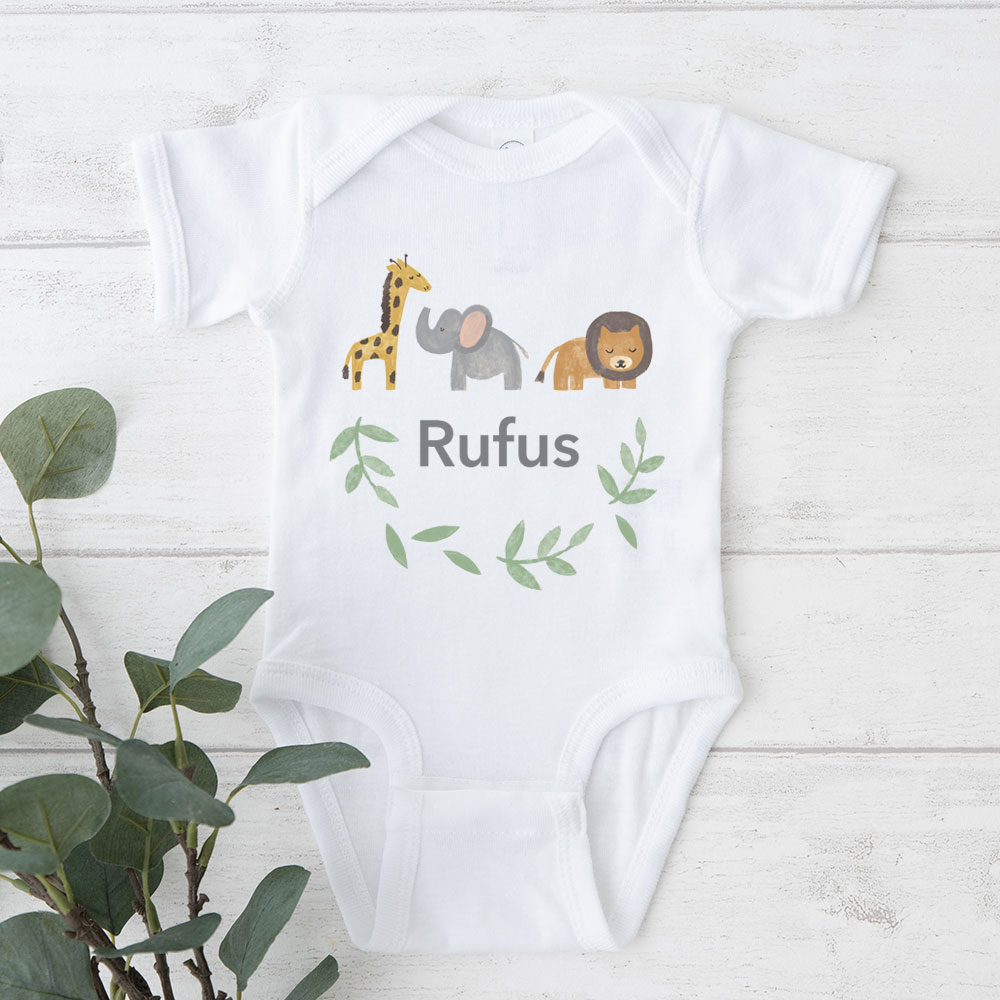 Personalised Jungle Animal Baby Grow - Click Image to Close