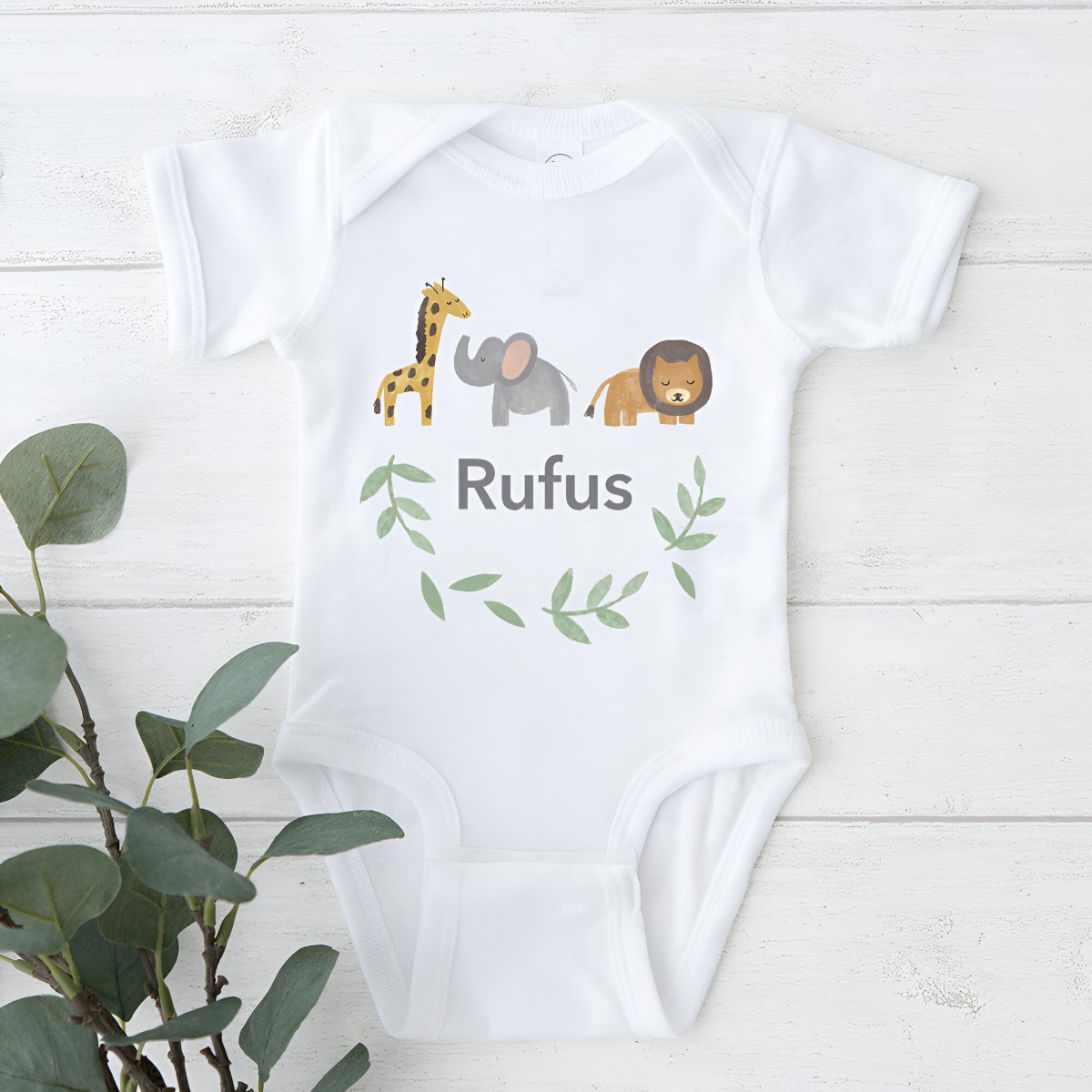 Personalised Jungle Animal Baby Grow - Click Image to Close