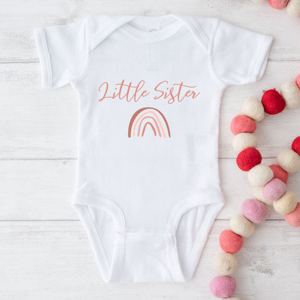 Personalised Little Sister Rainbow Baby Bodysuit - Click Image to Close