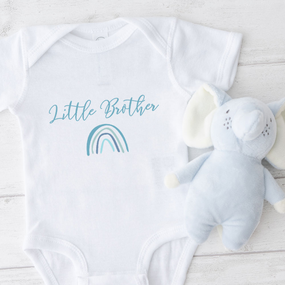 Personalised Little Brother Rainbow Baby Bodysuit - Click Image to Close