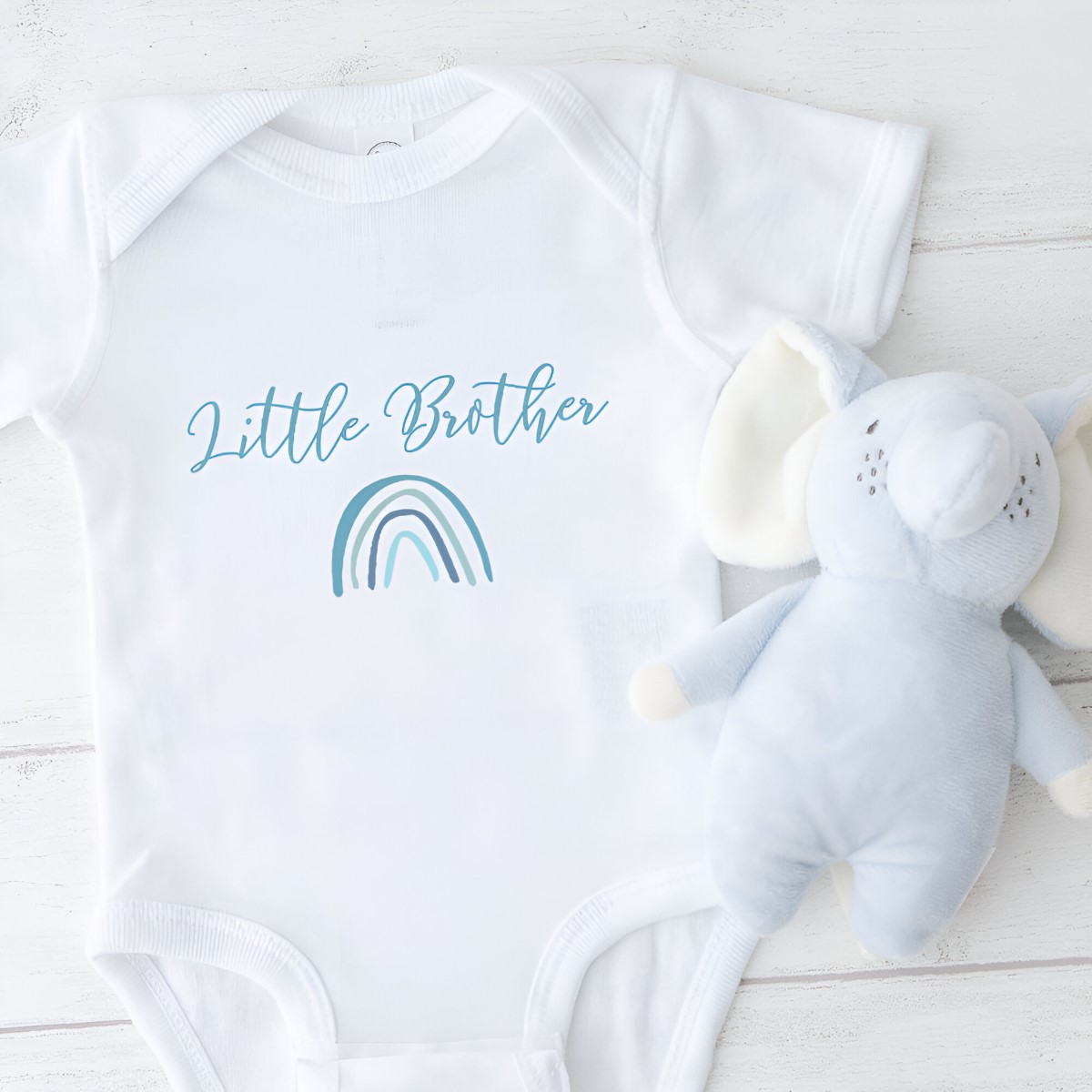 Personalised Little Brother Rainbow Baby Bodysuit - Click Image to Close