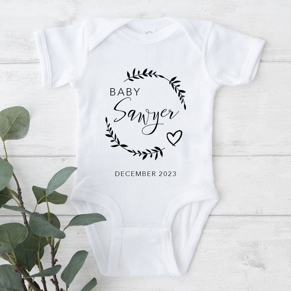 Personalised Heart Wreath Babygrow - Click Image to Close