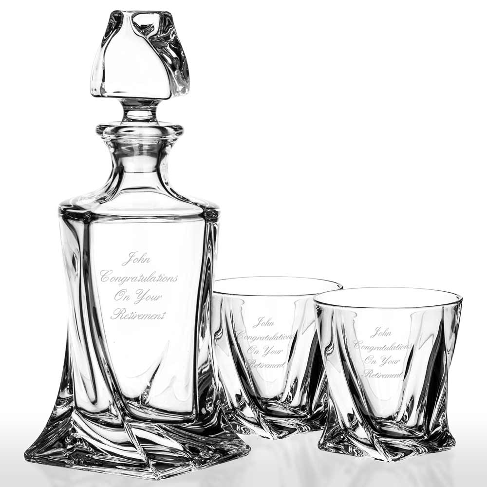 Personalised Quadro Whisky Decanter Set - Click Image to Close