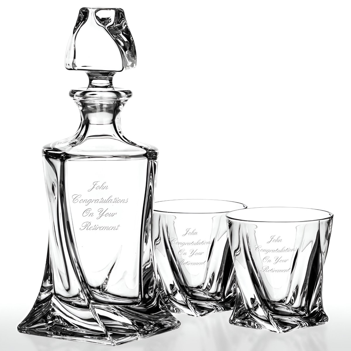 Personalised Quadro Whisky Decanter Set - Click Image to Close