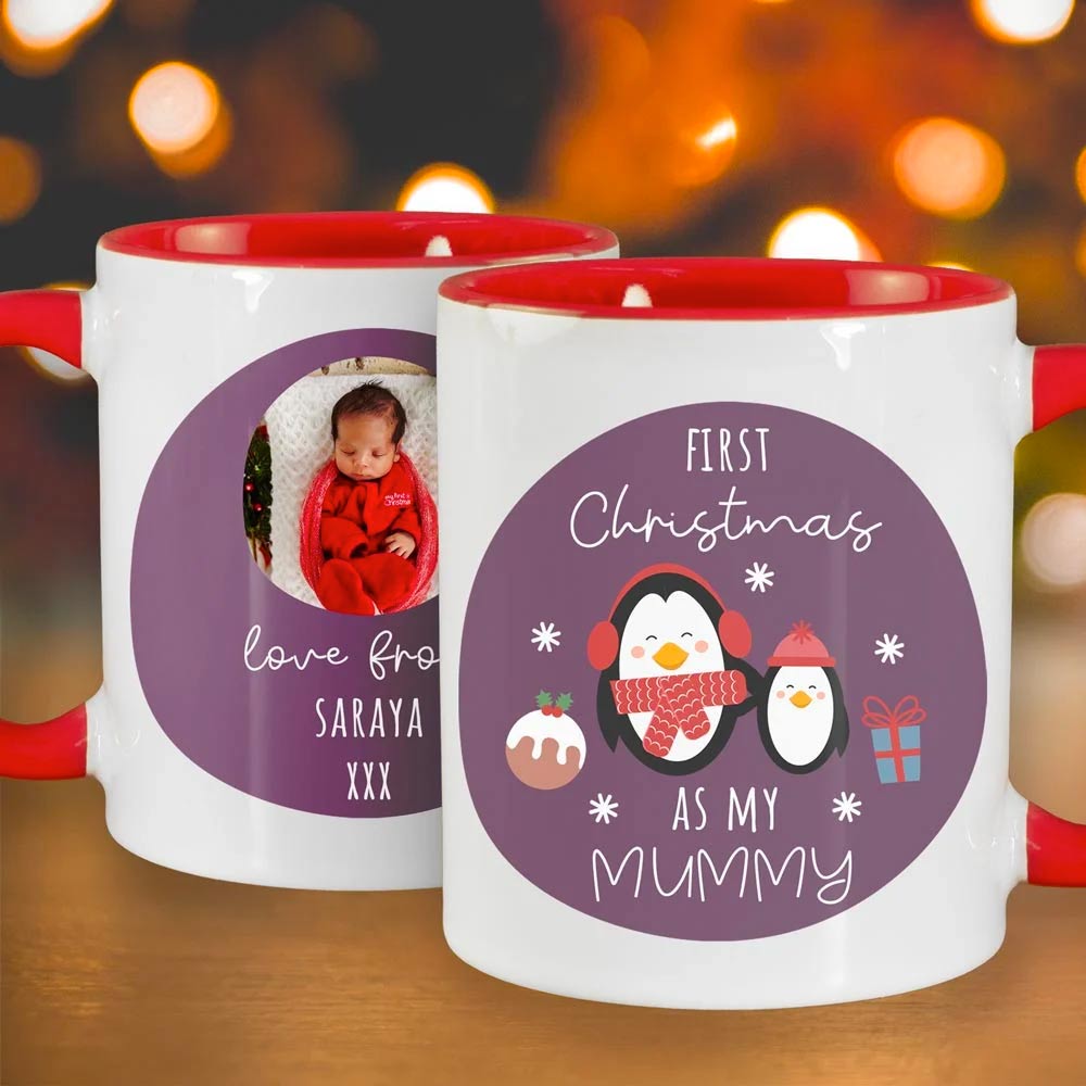 Personalised First Christmas As My Mummy Photo Mug - Click Image to Close