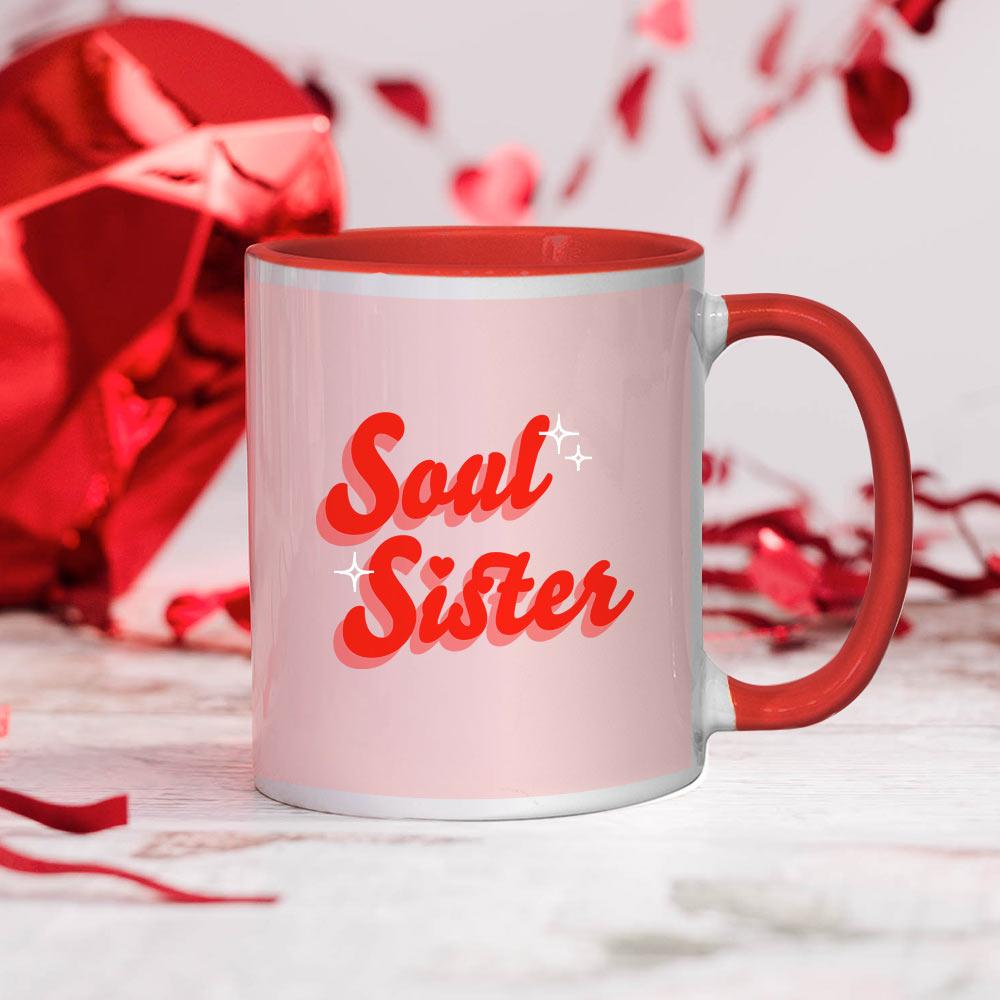 Personalised Galentine's Soul Sister Red Mug - Click Image to Close