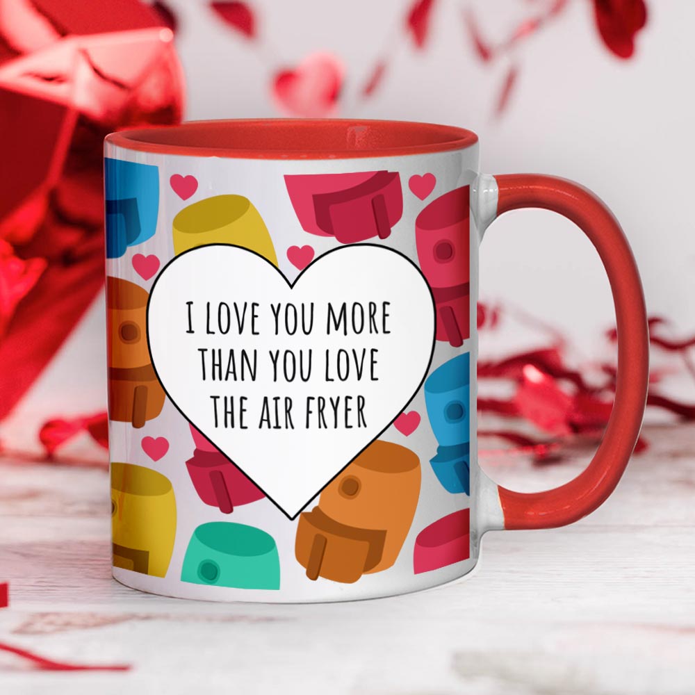 Personalised Valentine's Red Handled Air Fryer Mug - Click Image to Close