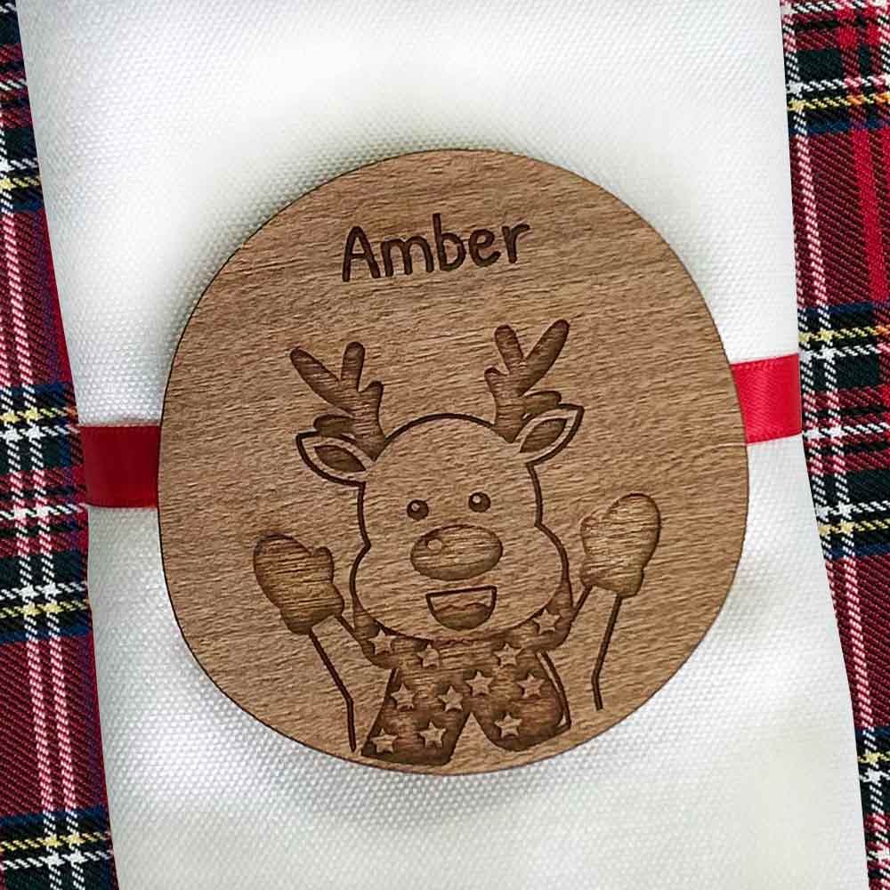 Personalised Reindeer Wooden Place Name Table Decoration - Click Image to Close