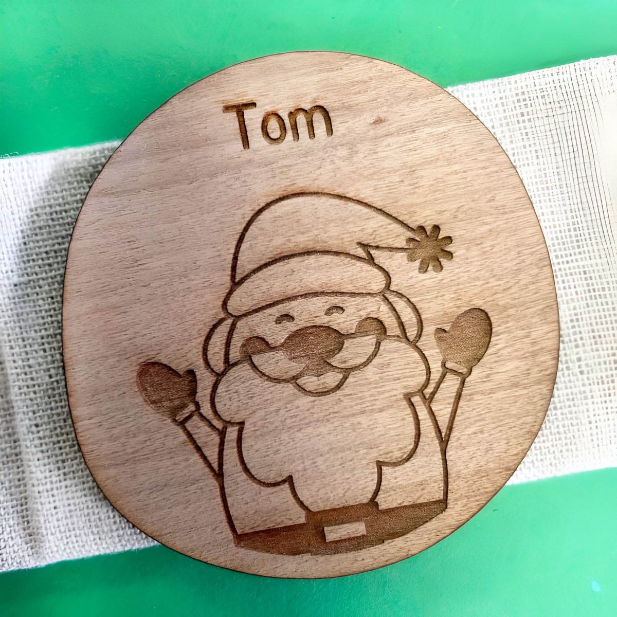 Personalised Santa Wooden Place Name Table Decoration - Click Image to Close