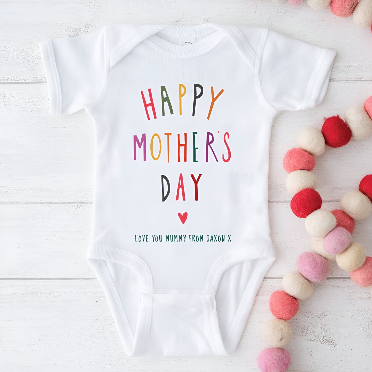 Personalised Bright Happy Mother's Day Baby Grow - Click Image to Close