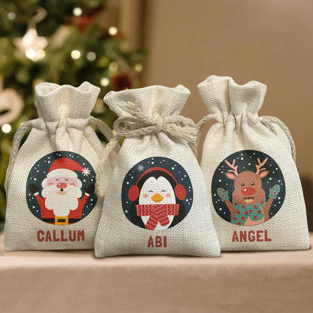 Personalised Mini Christmas Sack Gift Bag Choose Design - Click Image to Close