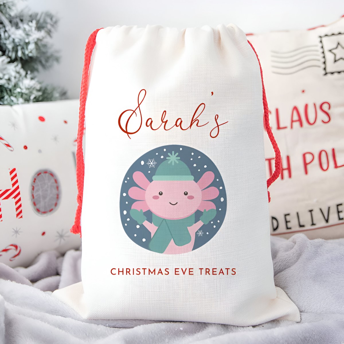 Personalised Childrens Santa Sack - Axolotl - Click Image to Close