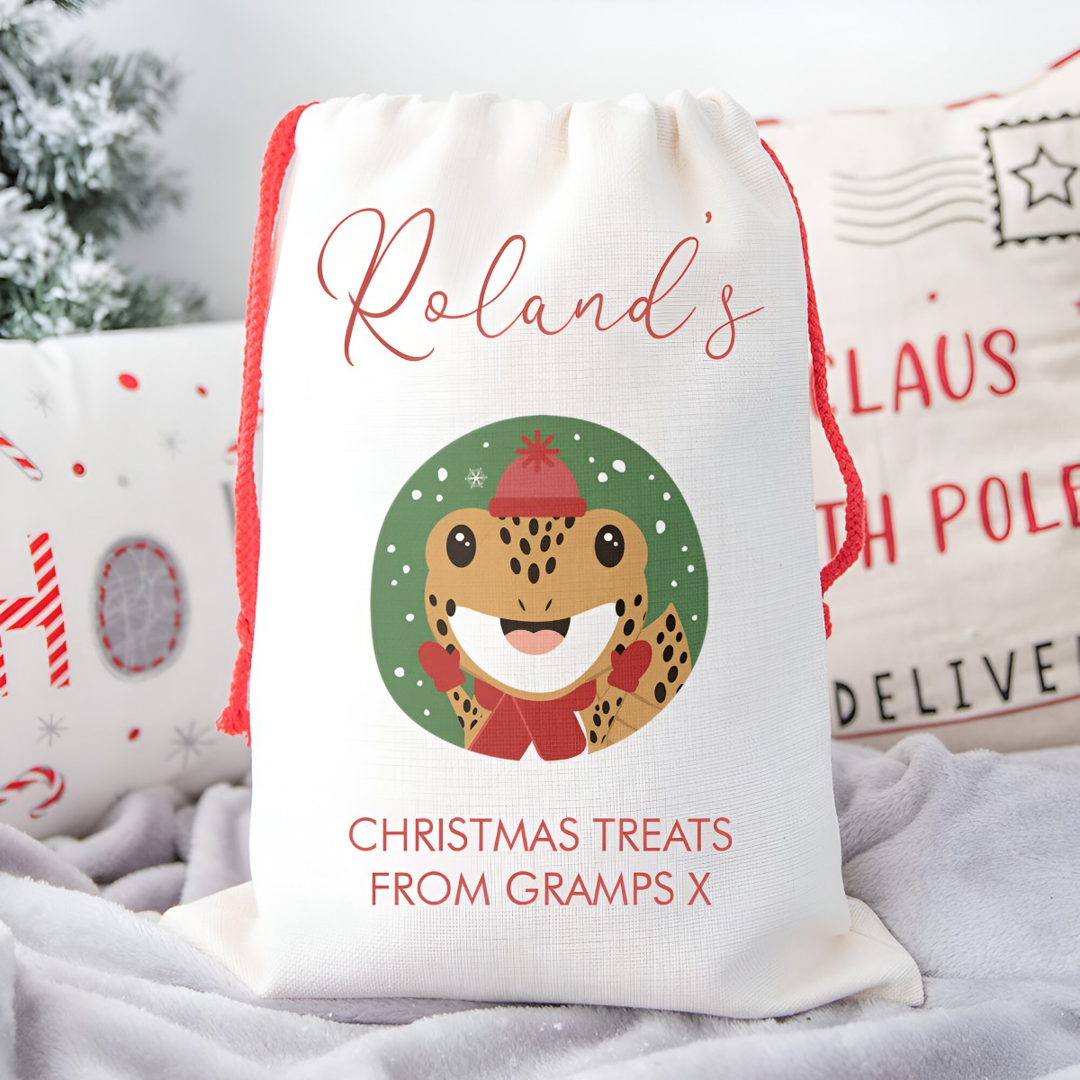 Personalised Childrens Santa Sack - Lizard - Click Image to Close