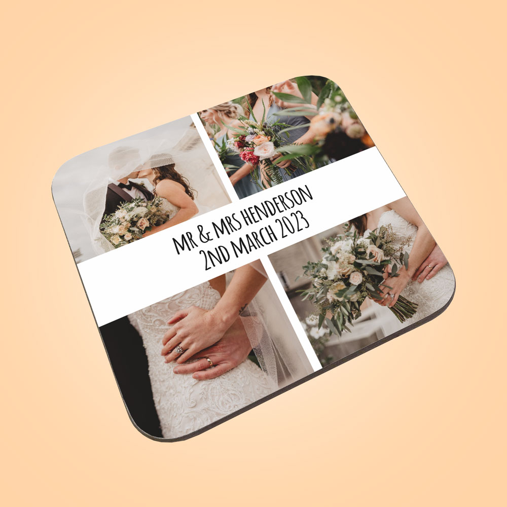 Personalised Multi Photo Coaster With Message - Click Image to Close