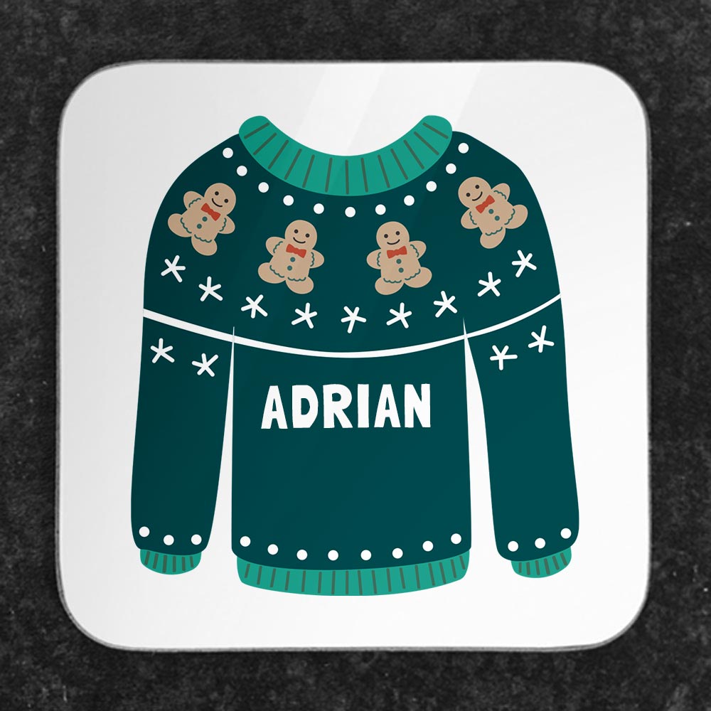 Personalised Christmas Jumper Coaster 6 Colours - Click Image to Close